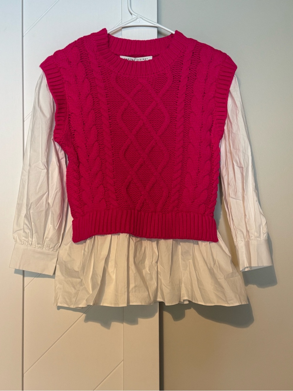 English Factory Pink Cable Knit Layered Sweater Vest & Top XS NWT - Picture 3 of 6